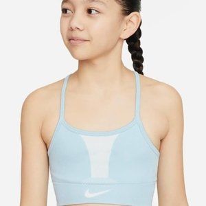 Nike Girls Dri-FIT Indy Sports Bra Blue Size XS Sweat Wicking Training New
